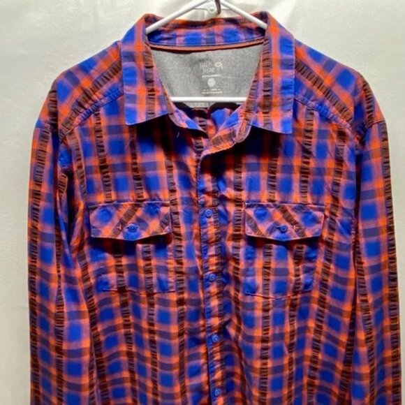 Mountain Hard Wear Button Up Men's XL Blue Red Plaid Cotton Blend Casual Shirt - Picture 2 of 11